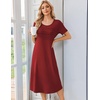 Ekouaer Nightgowns for Women Long Night Gown Pleated Moo Moos Short Sleeve House Dress Plus Size Lounge Dress S-5XL(Wine Red)