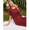 Ekouaer Nightgowns for Women Long Night Gown Pleated Moo Moos Short Sleeve House Dress Plus Size Lounge Dress S-5XL(Wine Red)