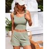 Ekouaer Women Pajama Set 2 Pieces Tank Top and Shorts Cami Sleepwear Loungewear Ribbed Knit Pjs Sets Soft Lingerie(Light Green)