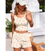 Ekouaer Women Pajama Set 2 Pieces Tank Top and Shorts Cami Sleepwear Loungewear Ribbed Knit Pjs Sets Soft Lingerie(Little Cherry)