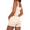 Ekouaer Women Pajama Set 2 Pieces Tank Top and Shorts Cami Sleepwear Loungewear Ribbed Knit Pjs Sets Soft Lingerie(Little Cherry)