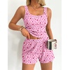 Ekouaer Women Pajama Set 2 Pieces Tank Top and Shorts Cami Sleepwear Loungewear Ribbed Knit Pjs Sets Soft Lingerie(Pink Heart)