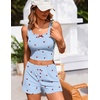 Ekouaer Women Pajama Set 2 Pieces Tank Top and Shorts Cami Sleepwear Loungewear Ribbed Knit Pjs Sets Soft Lingerie(Plaid-cherry)