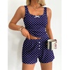 Ekouaer Women Pajama Set 2 Pieces Tank Top and Shorts Cami Sleepwear Loungewear Ribbed Knit Pjs Sets Soft Lingerie(Polka Dots)