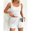 Ekouaer Women Pajama Set 2 Pieces Tank Top and Shorts Cami Sleepwear Loungewear Ribbed Knit Pjs Sets Soft Lingerie(White)