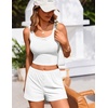 Ekouaer Women Pajama Set 2 Pieces Tank Top and Shorts Cami Sleepwear Loungewear Ribbed Knit Pjs Sets Soft Lingerie(White)