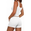 Ekouaer Women Pajama Set 2 Pieces Tank Top and Shorts Cami Sleepwear Loungewear Ribbed Knit Pjs Sets Soft Lingerie(White)