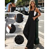 Ekouaer Womens Casual Loose Overalls Jumpsuits Summer Outfits Wide Leg Pants Rompers with Pockets S-XXL(Black)