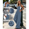 Ekouaer Womens Casual Loose Overalls Jumpsuits Summer Outfits Wide Leg Pants Rompers with Pockets S-XXL(Blue)