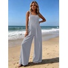 Ekouaer Womens Casual Loose Overalls Jumpsuits Summer Outfits Wide Leg Pants Rompers with Pockets S-XXL(Grey Blue)