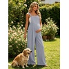 Ekouaer Womens Casual Loose Overalls Jumpsuits Summer Outfits Wide Leg Pants Rompers with Pockets S-XXL(Grey Blue)