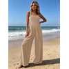 Ekouaer Womens Casual Loose Overalls Jumpsuits Summer Outfits Wide Leg Pants Rompers with Pockets S-XXL(Khaki)