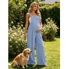 Ekouaer Womens Casual Loose Overalls Jumpsuits Summer Outfits Wide Leg Pants Rompers with Pockets S-XXL(Light Blue)