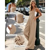 Ekouaer Womens Casual Loose Overalls Jumpsuits Summer Outfits Wide Leg Pants Rompers with Pockets S-XXL(Light Khaki)
