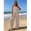 Ekouaer Womens Casual Loose Overalls Jumpsuits Summer Outfits Wide Leg Pants Rompers with Pockets S-XXL(Light Khaki)