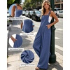 Ekouaer Womens Casual Loose Overalls Jumpsuits Summer Outfits Wide Leg Pants Rompers with Pockets S-XXL(Light Midnight Blue)