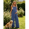 Ekouaer Womens Casual Loose Overalls Jumpsuits Summer Outfits Wide Leg Pants Rompers with Pockets S-XXL(Light Midnight Blue)