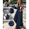 Ekouaer Womens Casual Loose Overalls Jumpsuits Summer Outfits Wide Leg Pants Rompers with Pockets S-XXL(Navy Blue)