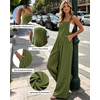 Ekouaer Womens Casual Loose Overalls Jumpsuits Summer Outfits Wide Leg Pants Rompers with Pockets S-XXL(Olive Green)