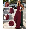 Ekouaer Womens Casual Loose Overalls Jumpsuits Summer Outfits Wide Leg Pants Rompers with Pockets S-XXL(Wine Red)