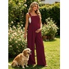 Ekouaer Womens Casual Loose Overalls Jumpsuits Summer Outfits Wide Leg Pants Rompers with Pockets S-XXL(Wine Red)