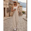 Ekouaer Women’s Casual Overalls Wide Leg Jumpsuits Loose Summer Rompers Baggy Jumpers with Pockets(Begie Grey)