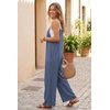 Ekouaer Women’s Casual Overalls Wide Leg Jumpsuits Loose Summer Rompers Baggy Jumpers with Pockets(Blue)