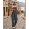 Ekouaer Women’s Casual Overalls Wide Leg Jumpsuits Loose Summer Rompers Baggy Jumpers with Pockets(Dark Grey)