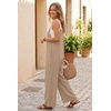 Ekouaer Women’s Casual Overalls Wide Leg Jumpsuits Loose Summer Rompers Baggy Jumpers with Pockets(Khaki)