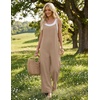 Ekouaer Women’s Casual Overalls Wide Leg Jumpsuits Loose Summer Rompers Baggy Jumpers with Pockets(Khaki)