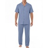 EKouear Mens Pajamas Set Short Sleeve pjs sets Classic Button Down Sleepwear Long Pants Lounge Set with Pocket(Gray Blue)