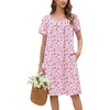 Ekouaer Cotton Nightgowns for Women Pleated Button Night Gowns Victorian Sleep Shirts Ladies House Dress with Pockets
