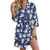Ekouaer Robes for Women Lightweight Waffle Bath Robe Soft Floral Ladies Sleepwear Loungewear S-XXL(Deep Blue-floral)