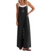 Ekouaer Women’s Casual Overalls Wide Leg Jumpsuits Loose Summer Rompers Baggy Jumpers with Pockets(Black)