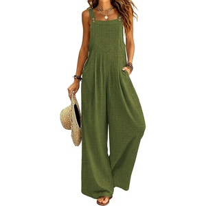 Ekouaer Womens Casual Loose Overalls Jumpsuits Summer Outfits Wide Leg Pants Rompers with Pockets S-XXL(Olive Green)