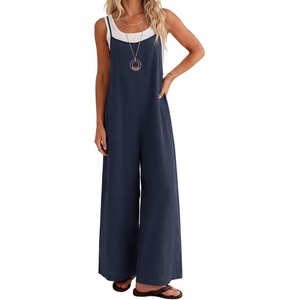 Ekouaer Women’s Casual Overalls Wide Leg Jumpsuits Loose Summer Rompers Baggy Jumpers with Pockets(Blue Purple)
