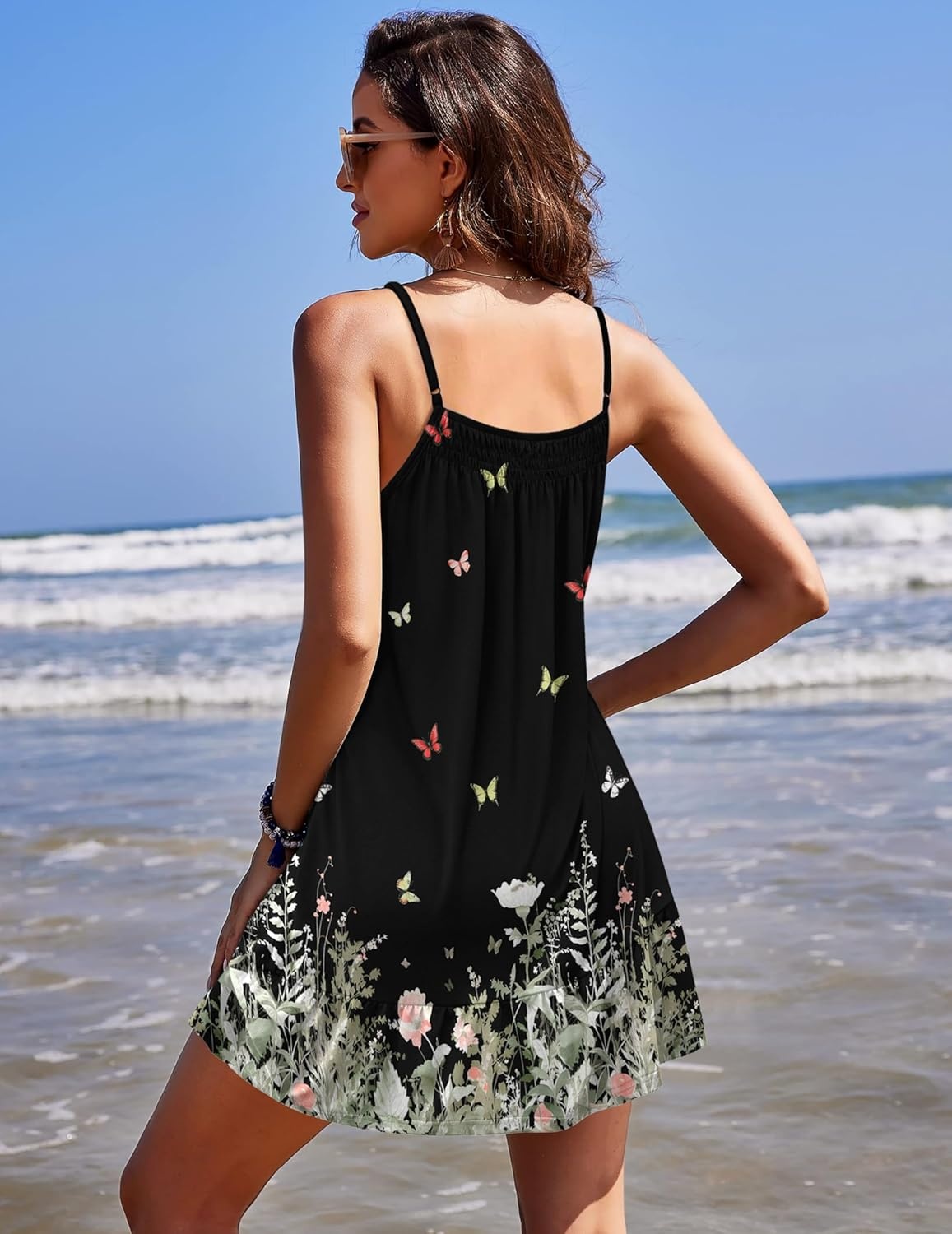 image:imageEkouaer Nightgowns for Women Spaghetti Strap Night Gown Sleeveless Sleep Dress Chemise SleepwearButter Fly