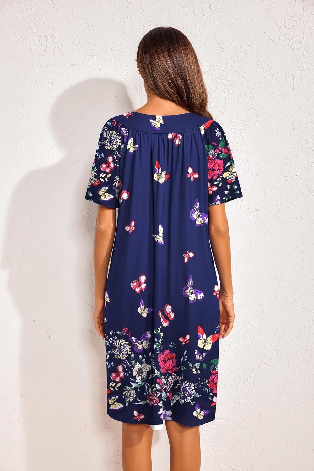 image:imageEkouaer Womens House Dress Floral Print Nightgown with Pockets Mumu DressButterfly