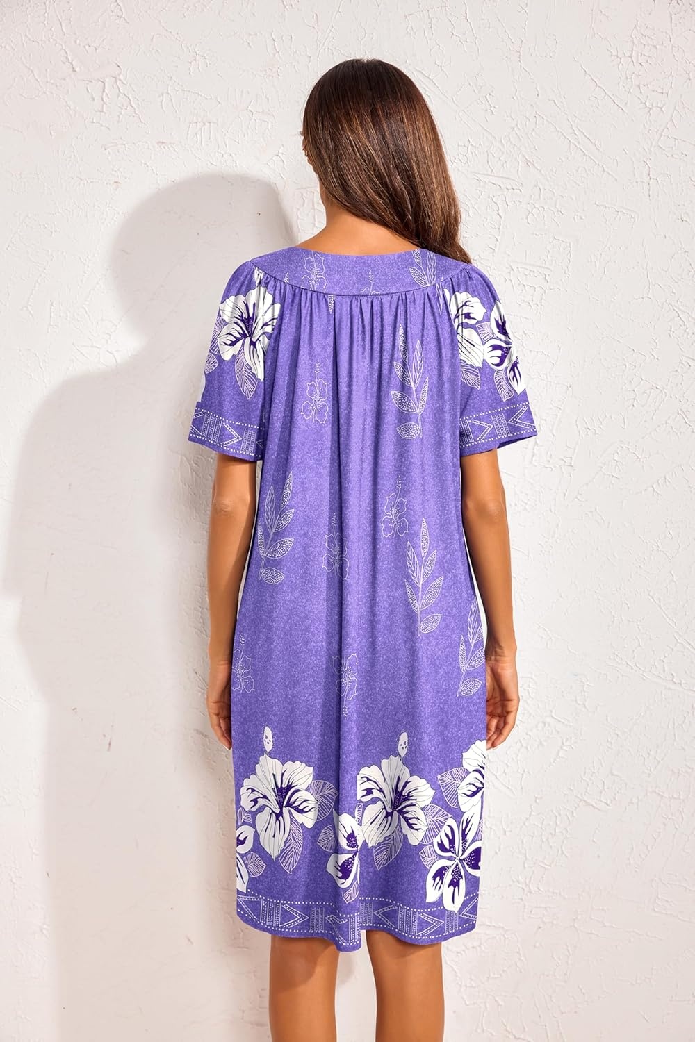 image:imageEkouaer Womens House Dress Floral Print Nightgown with Pockets Mumu DressLilac