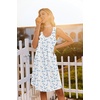 Ekouaer Cotton Nightgowns for Women Sleeveless Night Gown Tank Sleep Shirts Pleated Night Shirts V Neck Chemise(Floral White Blue)