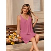 Ekouaer Nightgowns for Women Bamboo Viscose Night Gown Sleeveless Sleep Shirts Tank Sleep Dress V-neck Sleepwear(Cherry Red)