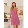 Ekouaer Nightgowns for Women Bamboo Viscose Night Gown Sleeveless Sleep Shirts Tank Sleep Dress V-neck Sleepwear(Cherry Red)