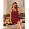 Ekouaer Nightgowns for Women Bamboo Viscose Night Gown Sleeveless Sleep Shirts Tank Sleep Dress V-neck Sleepwear(Dark Red)