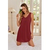 Ekouaer Nightgowns for Women Bamboo Viscose Night Gown Sleeveless Sleep Shirts Tank Sleep Dress V-neck Sleepwear(Dark Red)