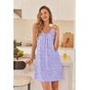 Ekouaer Nightgowns for Women Bamboo Viscose Night Gown Sleeveless Sleep Shirts Tank Sleep Dress V-neck Sleepwear(Floral Purple)
