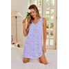 Ekouaer Nightgowns for Women Bamboo Viscose Night Gown Sleeveless Sleep Shirts Tank Sleep Dress V-neck Sleepwear(Floral Purple)
