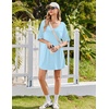 Ekouaer Nightgowns for Women Bamboo Viscose Sleepshirt Short sleeve Nightshirt V Neck T shirt Night gown Boyfriend Sleepwear(Aqua)