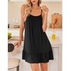 Ekouaer Nightgowns for Women Spaghetti Strap Night Gown Sleeveless Sleep Dress Chemise Sleepwear(Black)