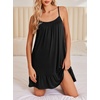 Ekouaer Nightgowns for Women Spaghetti Strap Night Gown Sleeveless Sleep Dress Chemise Sleepwear(Black)