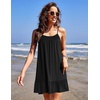 Ekouaer Nightgowns for Women Spaghetti Strap Night Gown Sleeveless Sleep Dress Chemise Sleepwear(Black)